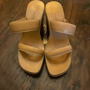 Ralph Lauren wedge sandal size 7 tan